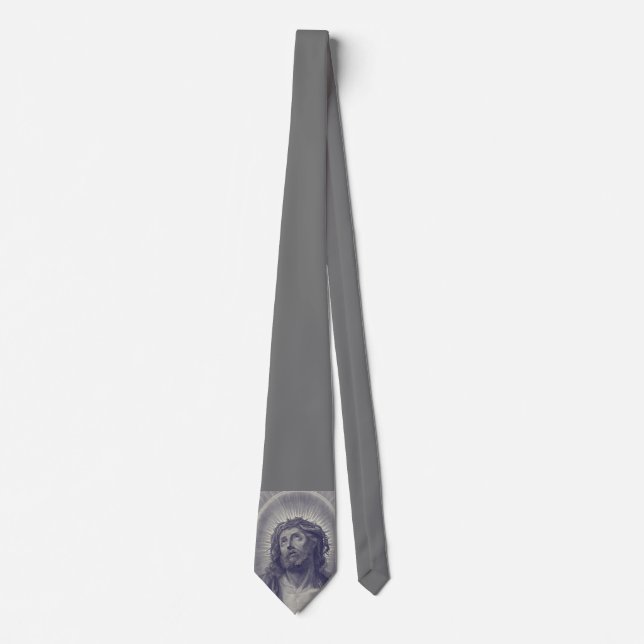 Holy Face of Jesus Catholic Devotional Art Tie (Front)
