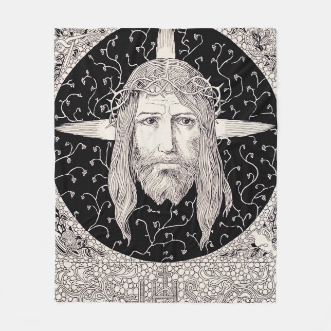 Holy Face of Jesus Christ Fleece Blanket (Front)