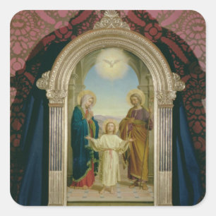 Holy Family, 1898 (tempera on panel) Square Sticker