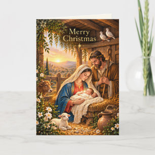 Holy Family at Sunrise Nativity Christmas Card