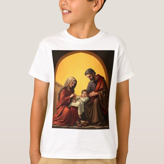 Holy Family Baby Jesus Mary and Joseph Kid's Tee (Front)