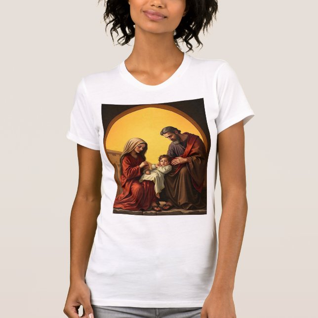 Holy Family Baby Jesus Mary and Joseph Women's Tee (Front)