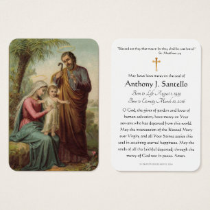 Holy Family Catholic Funeral Memorial Holy Card -