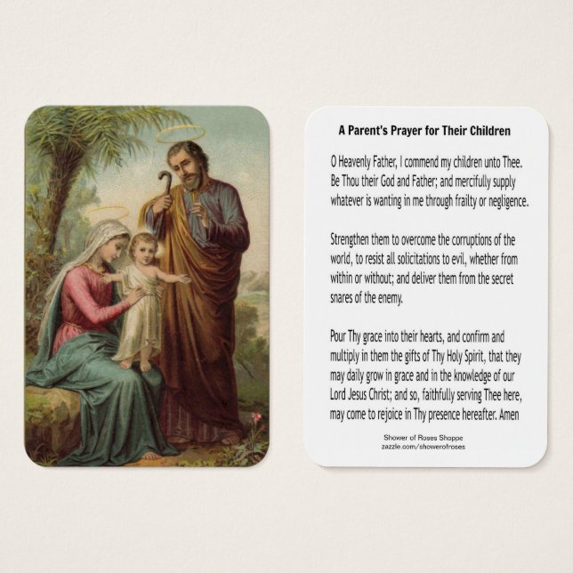 Holy Family Catholic Parent's Prayer for Children (Front & Back)
