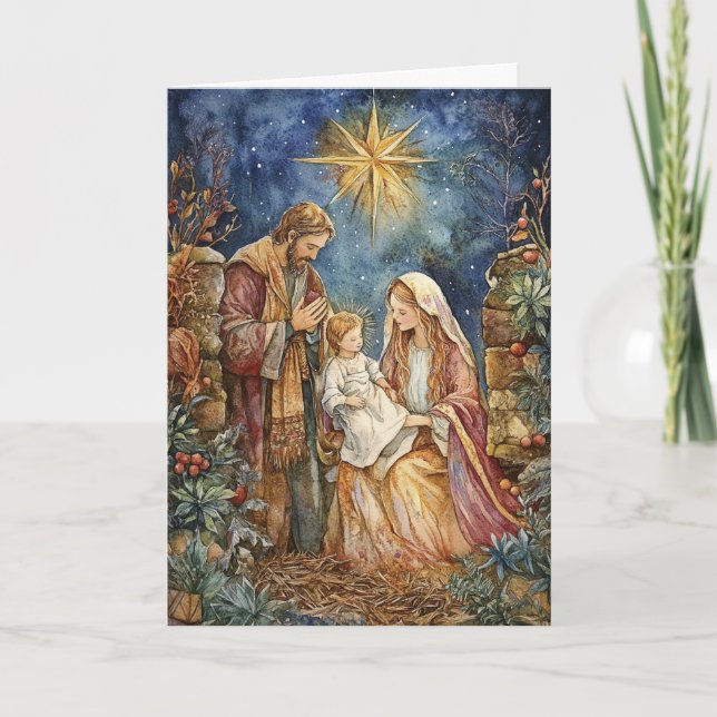 Holy Family in a Cosy Stable Card (Front)