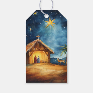 Holy Family in Stable Scene Gift Tags