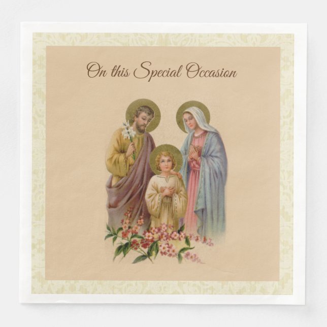 Holy Family Jesus Mary Holy St. Joseph Catholic Napkin (Front)