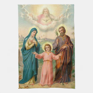Holy Family Jesus Mary St. Joseph God the Father Tea Towel