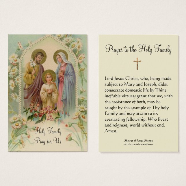 Holy Family Prayer Jesus Mary St. Joseph Holy Card (Front & Back)