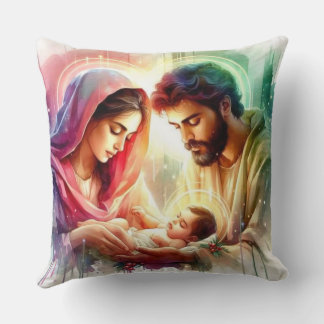 Holy Family Radiance: A Nativity Blessing Cushion