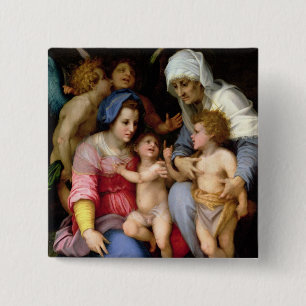 Holy Family with Angels, c.1515-16 (oil on panel) 15 Cm Square Badge
