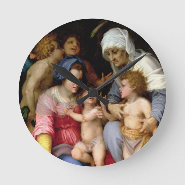 Holy Family with Angels, c.1515-16 (oil on panel) Round Clock (Front)