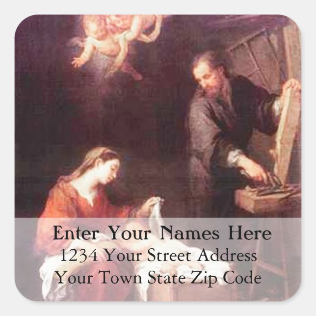 Holy Family With Angels Christmas Address Label (Front)