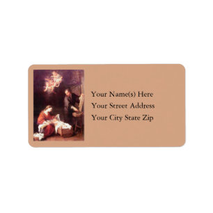 Holy Family With Angels Vintage Christmas Label