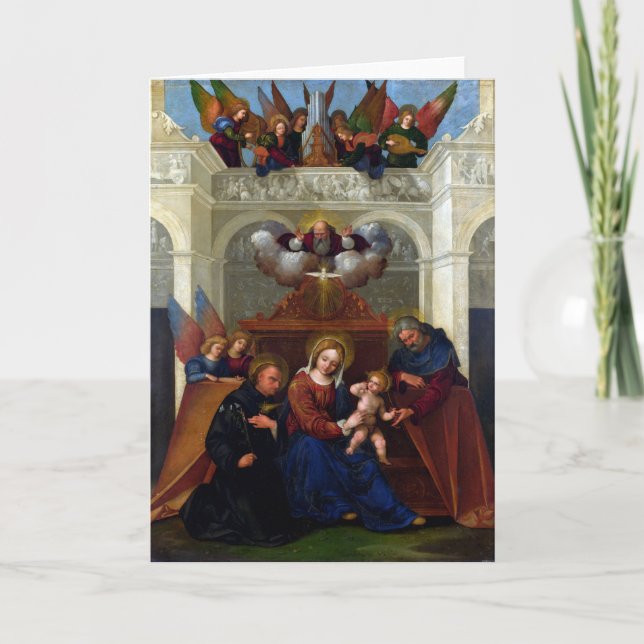 Holy Family with Saint Nicholas of Tolentino Holiday Card (Front)