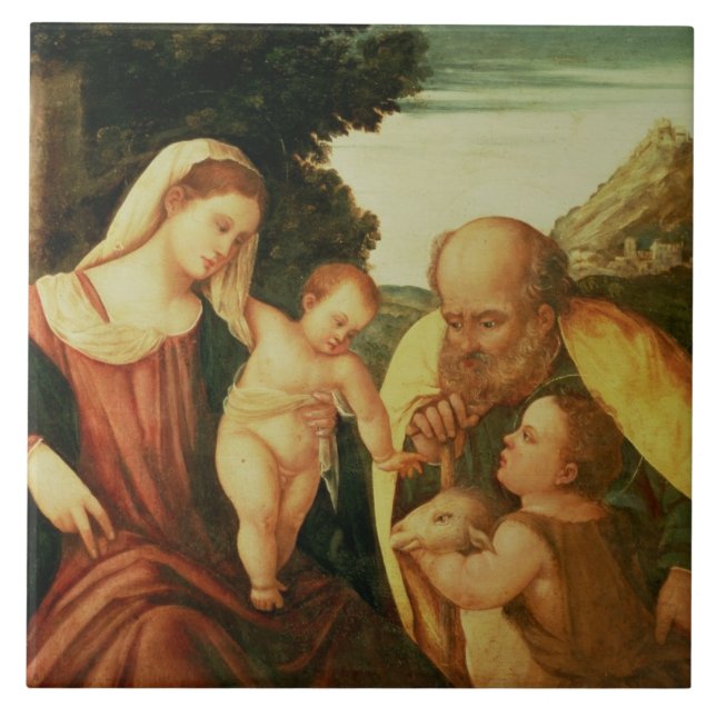Holy Family with St. John Ceramic Tile (Front)