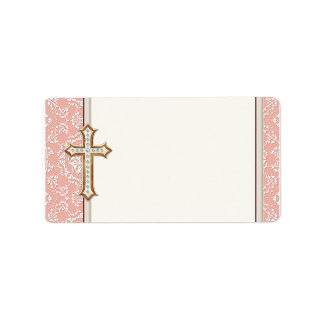 Holy First Communion Gold Golden Cross Lace Girl Label (Front)