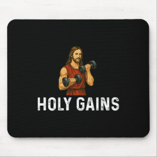 Holy Gains Church God - Weight Lifting Fitness Bod Mouse Pad