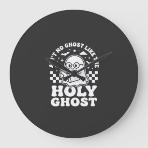 Holy Ghost Retro Halloween Ghost Design_1 Large Clock