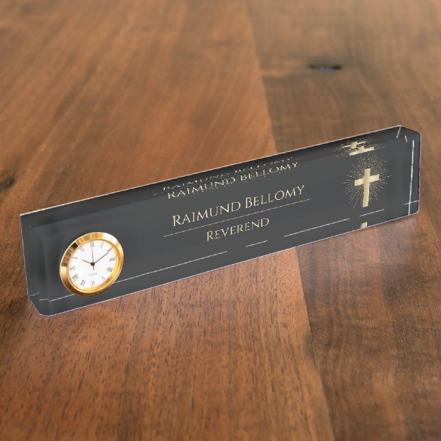Holy Gold Cross Nameplate (Side)