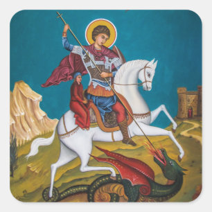 Holy Great Martyr St. George Orthodox Icon         Square Sticker