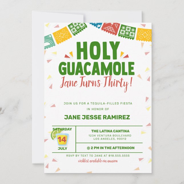Holy Guacamole 30th Birthday Fiesta Invitation (Front)