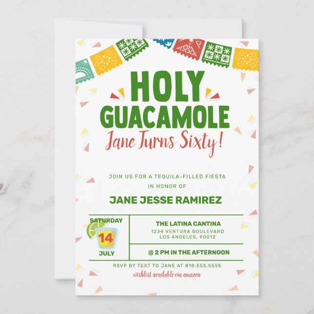Holy Guacamole 60th Birthday Fiesta Invitation (Front)