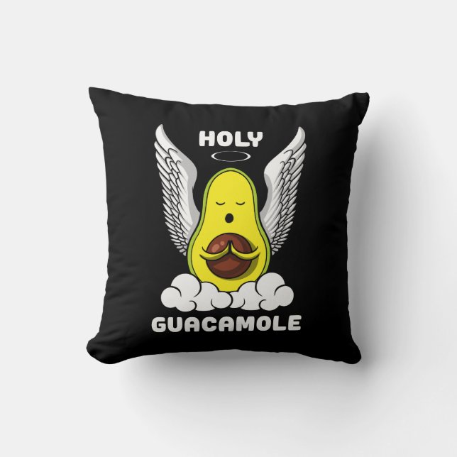 Holy Guacamole Avocado Vegan Funny Joke Cushion (Front)
