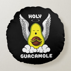 Holy Guacamole Avocado Vegan Funny Joke Round Cushion