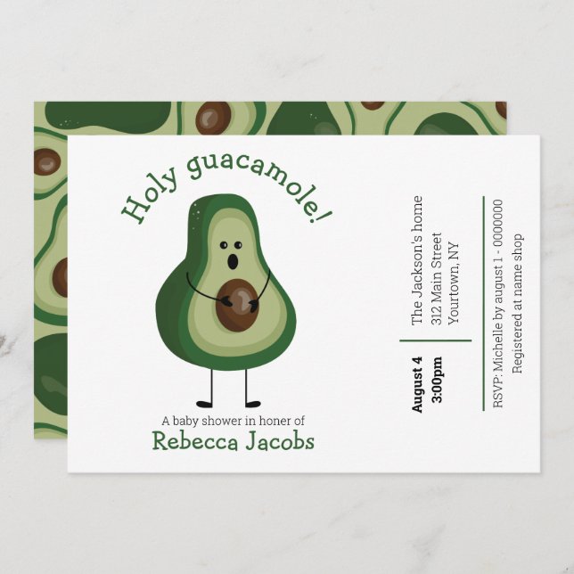 Holy guacamole! Baby Shower Invitation (Front/Back)