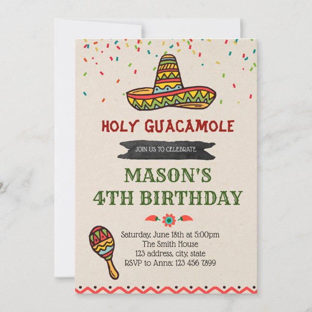 Holy guacamole  birthday party invitation (Front)