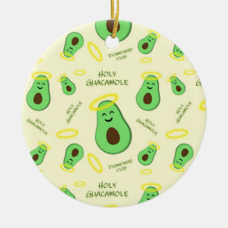 Holy Guacamole cute avocado Ceramic Ornament