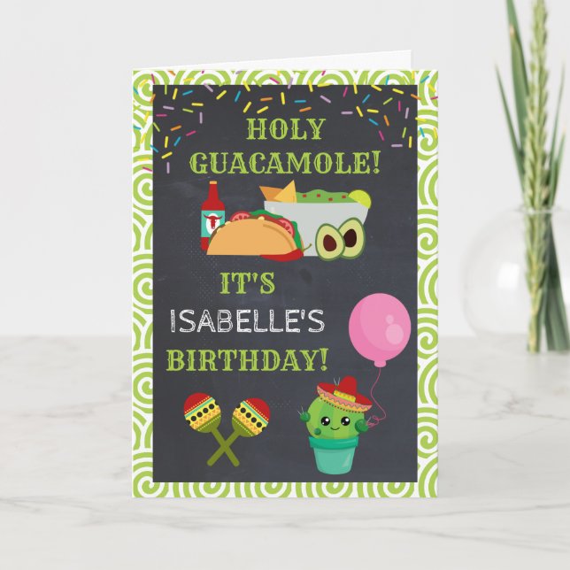 Holy Guacamole Cute Cactus Birthday Card (Front)