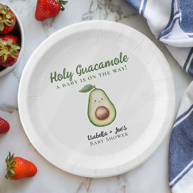 Holy Guacamole Cute Funny Baby Shower Paper Plate (Creator Uploaded)