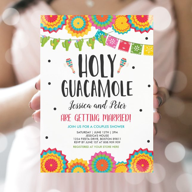 Holy Guacamole Fiesta Cactus Couples Shower Invitation (Creator Uploaded)