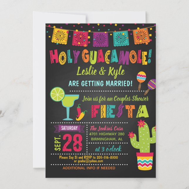 Holy Guacamole Fiesta Couples Shower Invitation (Front)