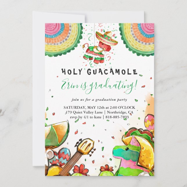 Holy Guacamole Fiesta Graduation Invitation (Front)