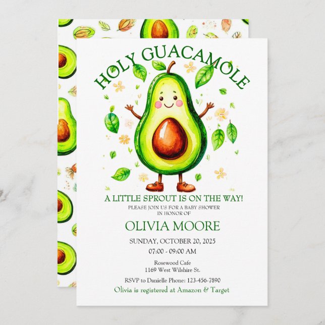 Holy Guacamole Fiesta Theme Boy or Girl Sprinkle  Invitation (Front/Back)