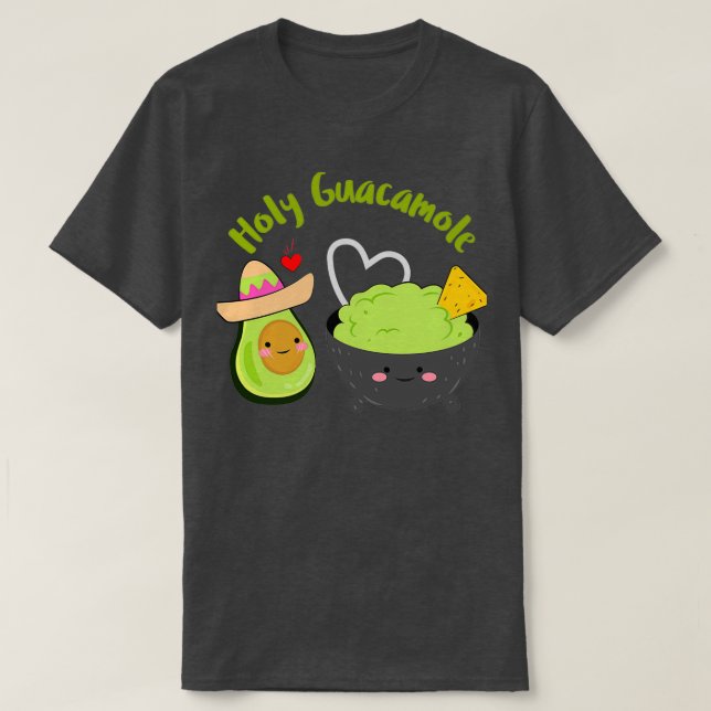 Holy Guacamole Food Humour Avocado T-Shirt (Design Front)
