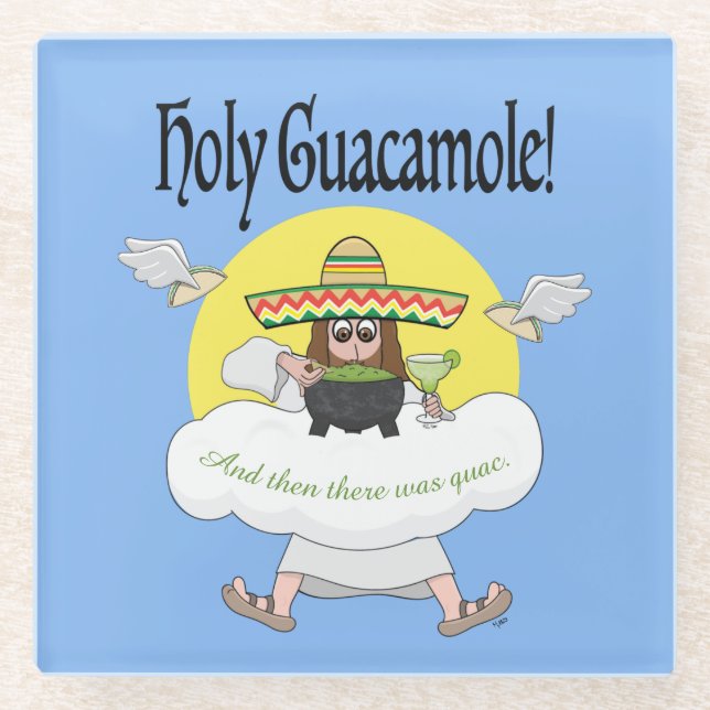Holy Guacamole Glass Coaster (Front)