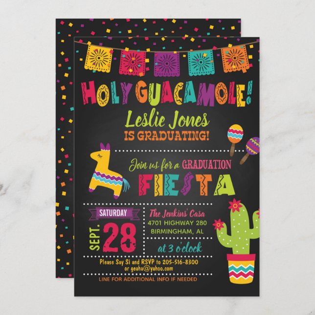 Holy Guacamole Graduation Invitation - Pinata (Front/Back)