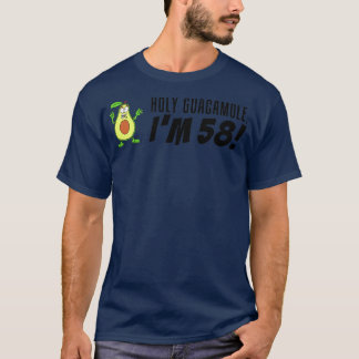 Holy Guacamole I'm 58 Cartoon Avocado Veggie Pun 5 T-Shirt