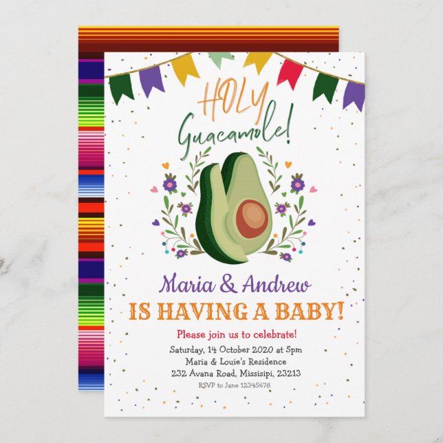 Holy Guacamole Mexican Baby Shower Invitation (Front/Back)