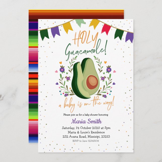 Holy Guacamole Mexican Baby Shower Invitation (Front/Back)