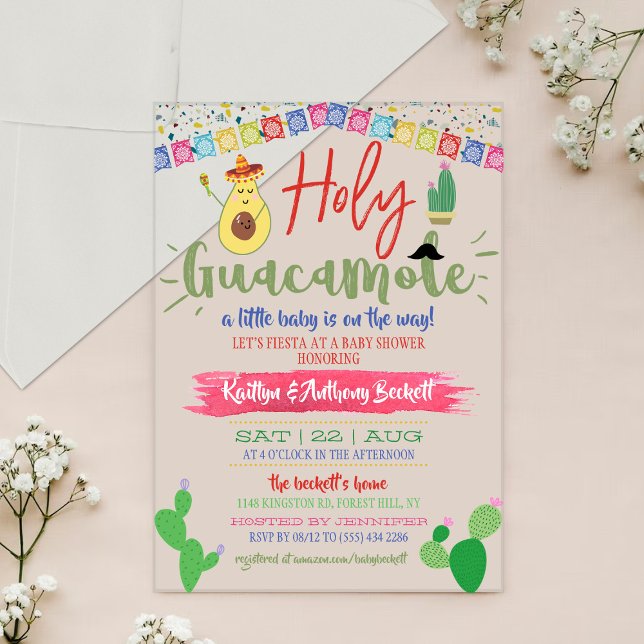 Holy Guacamole Mexican Fiesta Baby Shower Acrylic Invitations (Creator Uploaded)