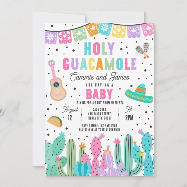 Holy Guacamole Mexican Fiesta Baby Shower Invitation (Front)