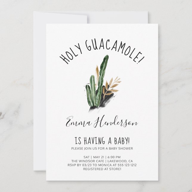 Holy Guacamole Mexican Modern Baby Shower (Front)