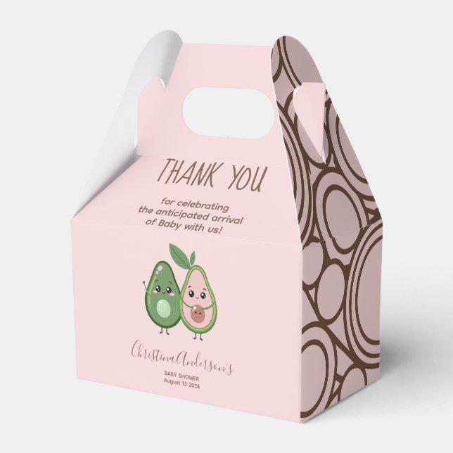 Holy Guacamole Pink Avocado Baby Shower Favour Box (Front Side)