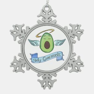 Holy Guacamole Snowflake Pewter Christmas Ornament