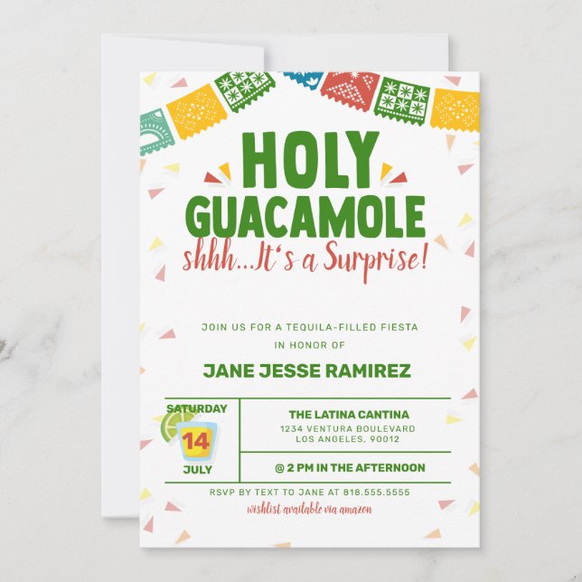 Holy Guacamole Surprise Fiesta Invitation (Front)